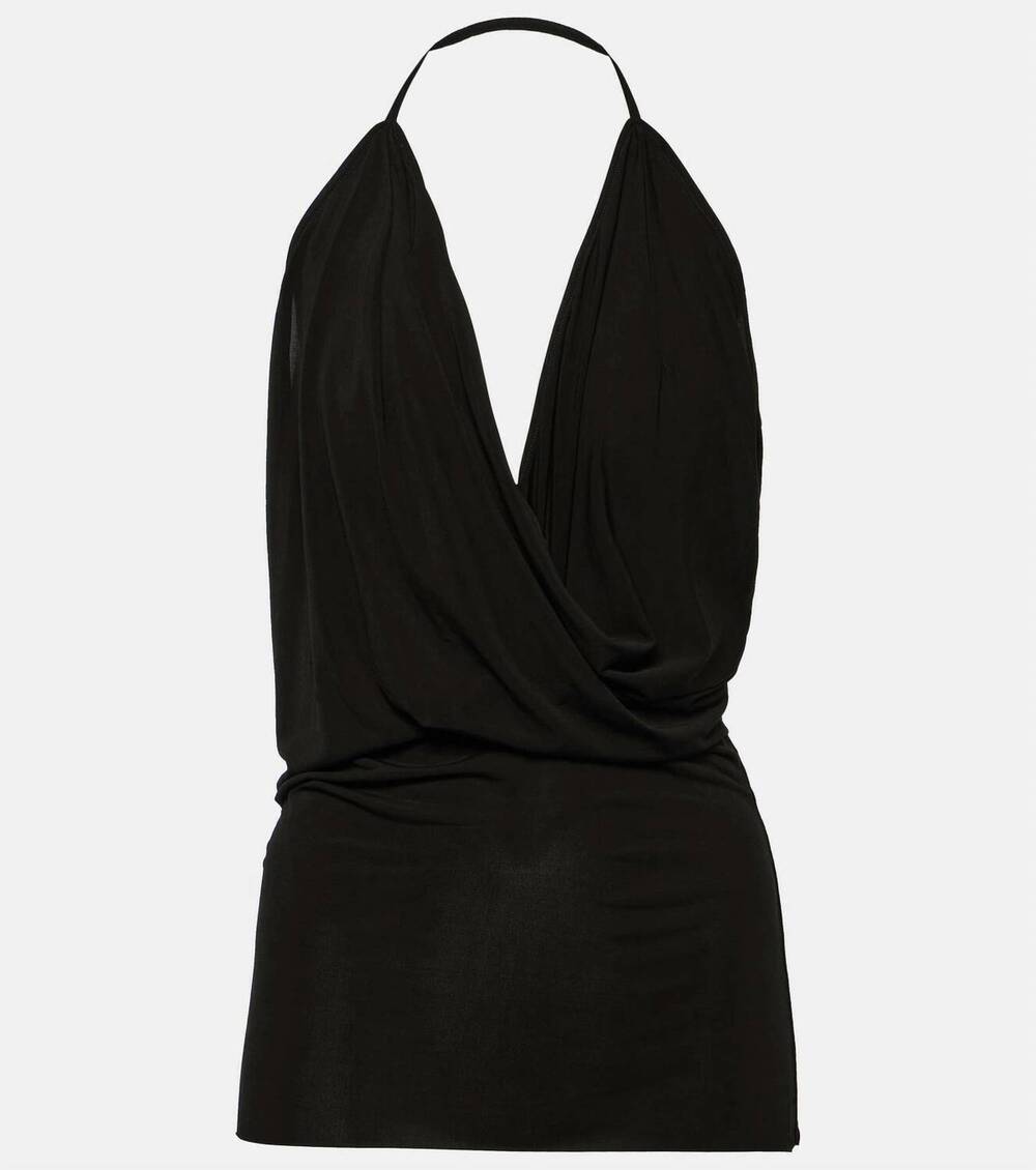 NEW RICK OWENS women's halter draped top in black